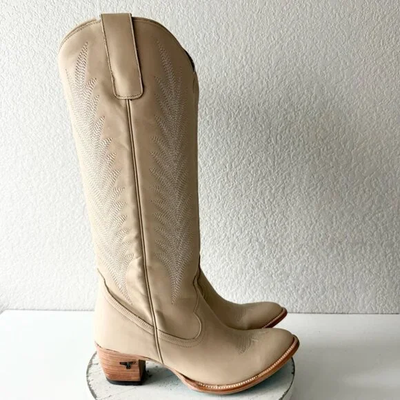 Lane JENTRY Knee High Womens Cowboy Boots 11 Pale Ivory Western Cowgirl Tall